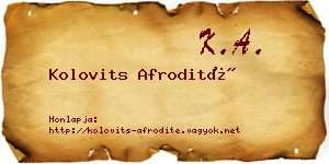 Kolovits Afrodité névjegykártya